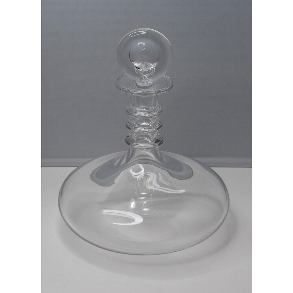 Baccarat Blown Glass Spiral Ring Neck Ship's DECANTER with Moon Stopper France